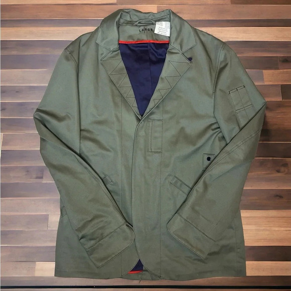 LEVI’S Red Line Green Beige Concealed 3/4 Zip Lapel Jacket - Picture 3 of 13